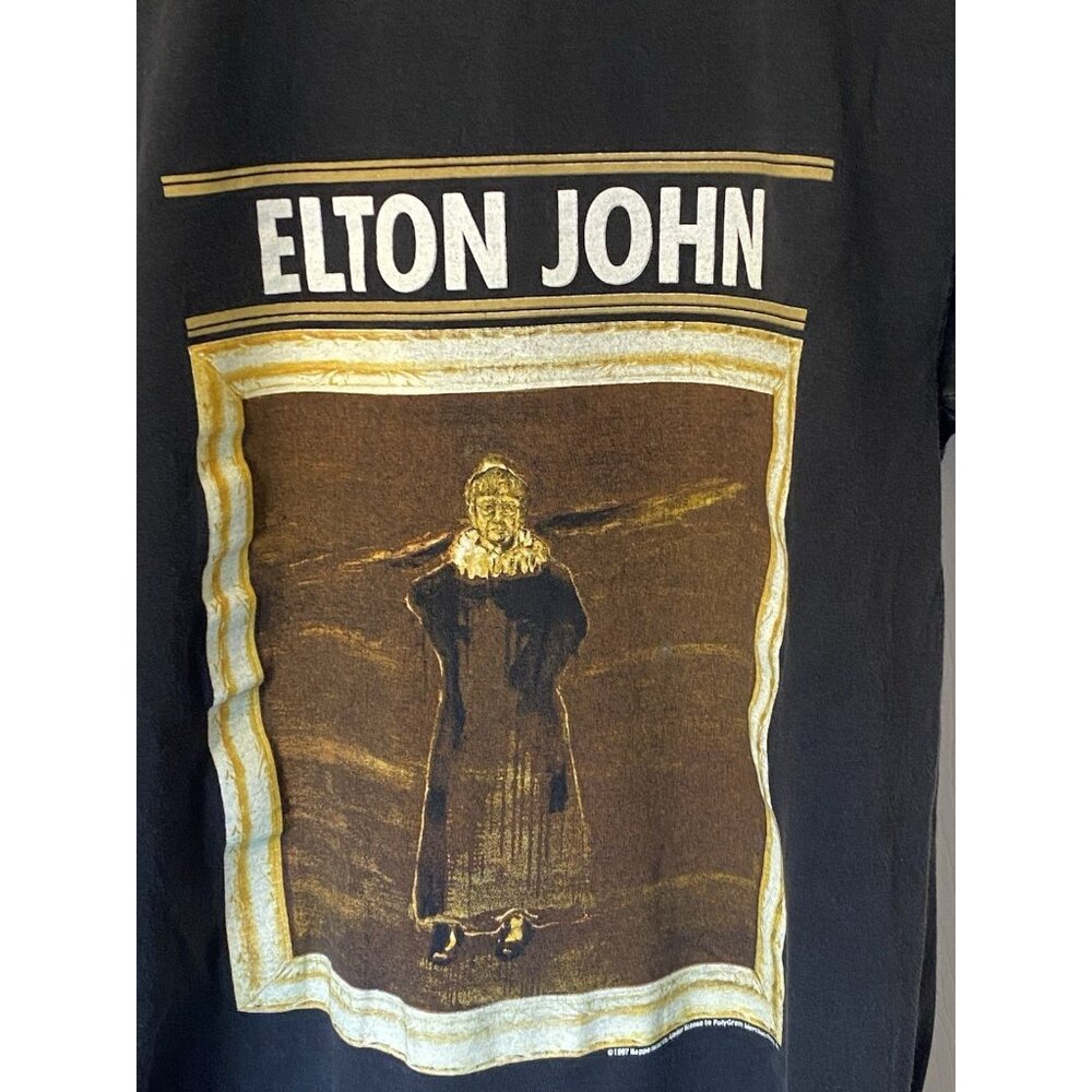 Vintage 1997 Elton John Big Picture Tour T-Shirt Adult M Black PolyGram Diva Pro - Picture 4 of 13